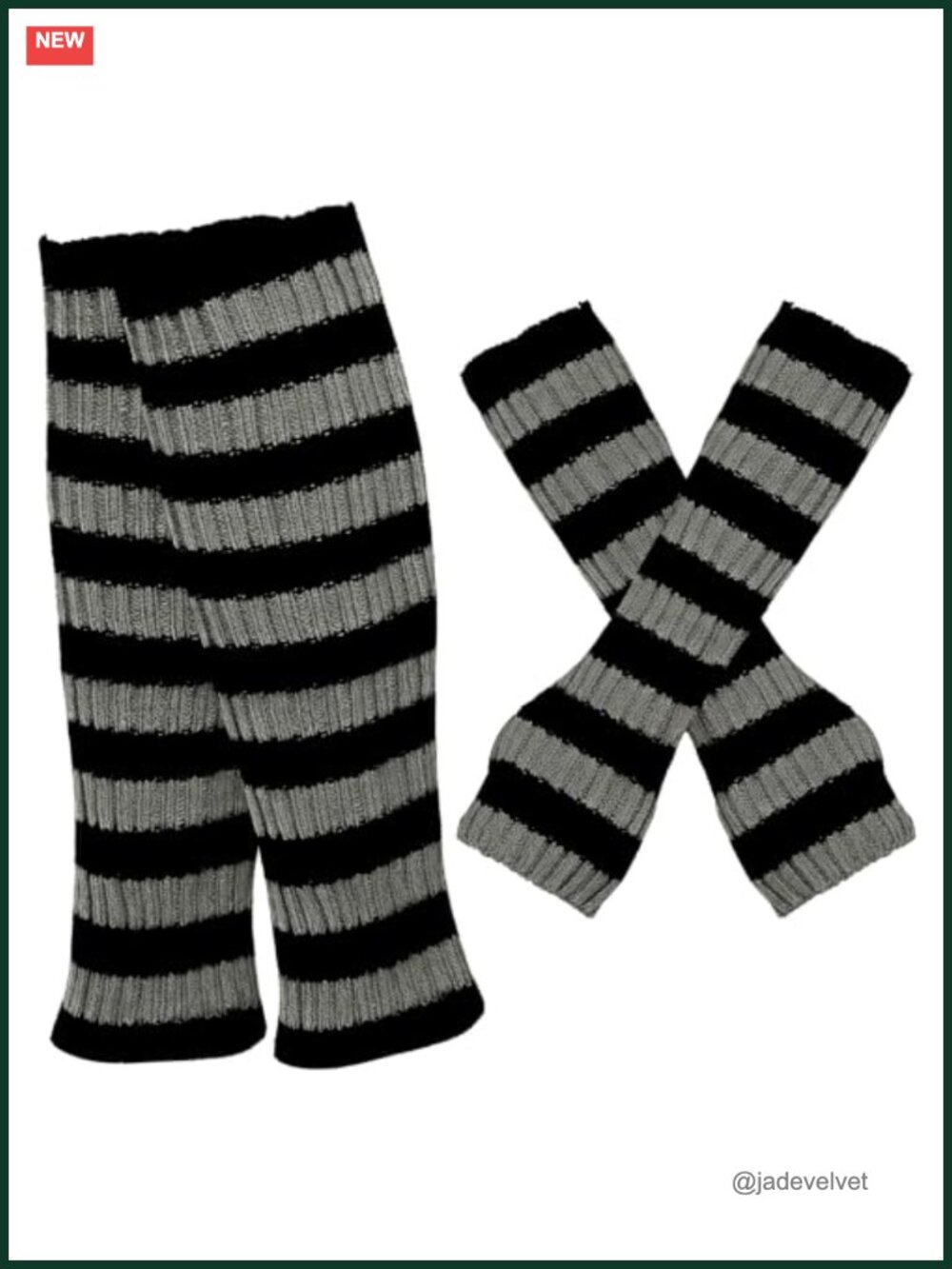 Striped Leg Warmers Arm Warmers Set 80s Knit Long Socks Fingerless Gloves